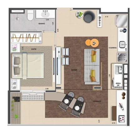 Imagem APARTAMENTO 48,40M², 1 SUÍTE, TERRAÇO COM 1 VAGA DE GARAGEM COBERTA A VENDA - MOEMA- SÃO PAULO / SP - ZONA SUL
