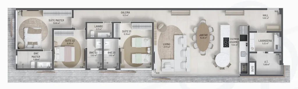 Imagem Apartamento de luxo à venda no Centro de Guaratuba-PR: 3 quartos, 3 suítes, 4 banheiros, 2 vagas, 153,35m².