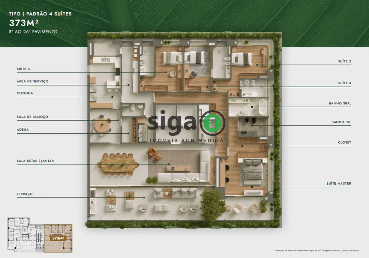 Imagem Apartamento de Alto Padrão à Venda Frente ao Parque Ibirapuera ? 373m², 4 Suítes, 5 Vagas
