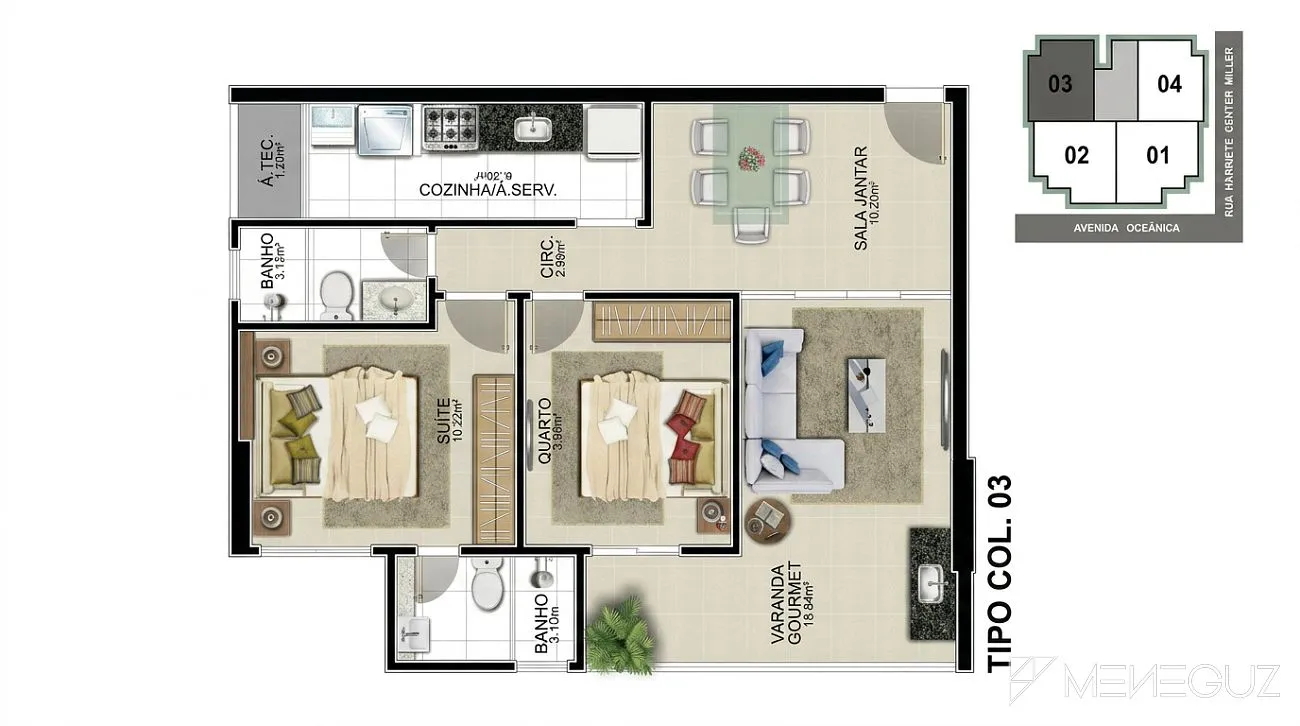Imagem Apartamento 2 quartos em fase de acabamento, na quadra do mar