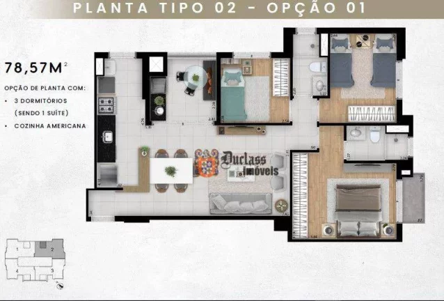 Imagem Apartamento com 3 dormitórios à venda, 78 m² - Jardim Guanabara - Campinas/SP