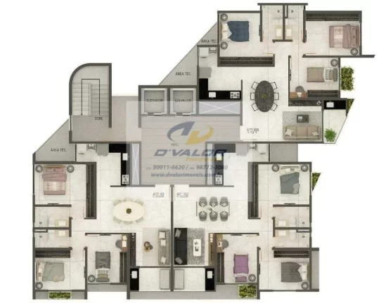 Imagem Vendo Apartamentos de 80,22 à 87,02m², com 3 quartos s/ 1 suíte, sala p/ 2 ambientes e 2 vagas