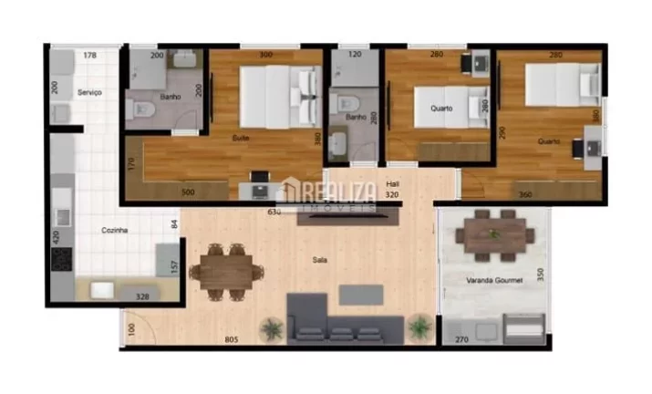Imagem Apartamento com 3 quartos e 1 suíte no Edifício Taiko Residence, bairro Mercês