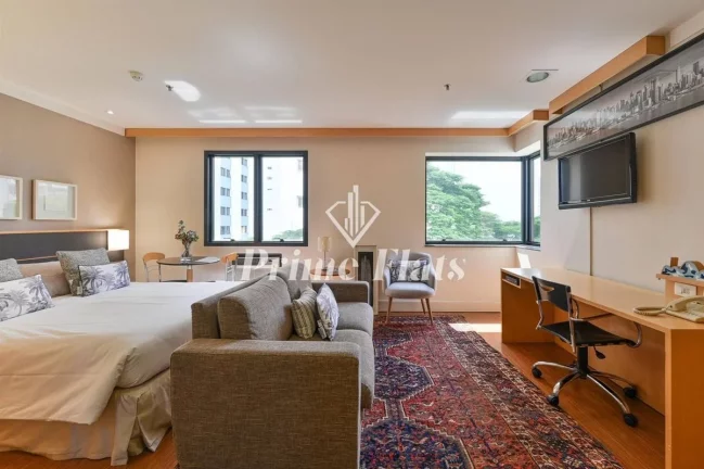 Imagem Flat disponível para locação no Transamerica Executive Jardins, com 45m², 2 dormitórios e 1 vaga