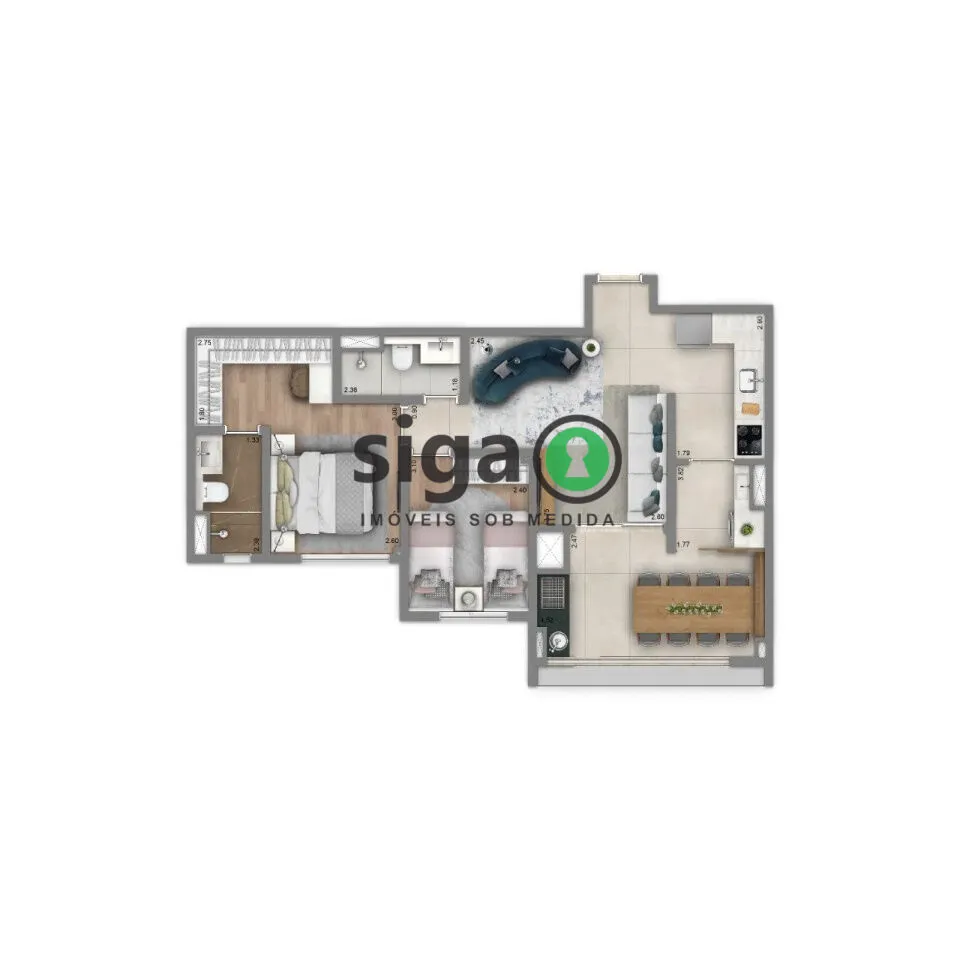 Imagem APARTAMENTO 2 DORMITÓRIOS COM SUÍTE NA CHÁCARA KLABIN