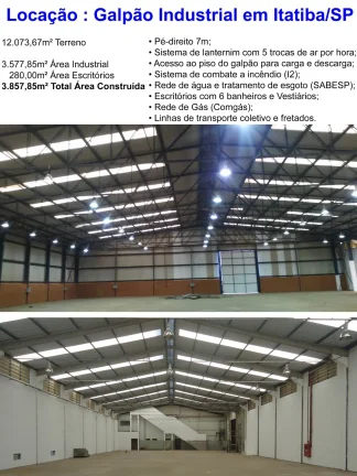 Imagem GALPÃO INDUSTRIAL, LOCAÇÃO, ITATIBA,