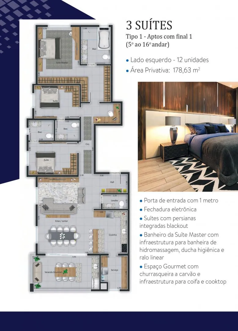 Imagem Lançamento: Apartamento no EDIFÍCIO LONDON RESIDENCE no Bairro Coqueiral em Cascavel - 178.63m² com portaria 24h