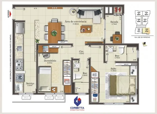 Imagem Apartamento com 2 Quartos à Venda, 69 m² em Centro - Criciúma
