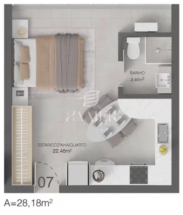 Imagem Flat/Loft/Estúdio com 1 quarto, Anita Garibaldi - Joinville