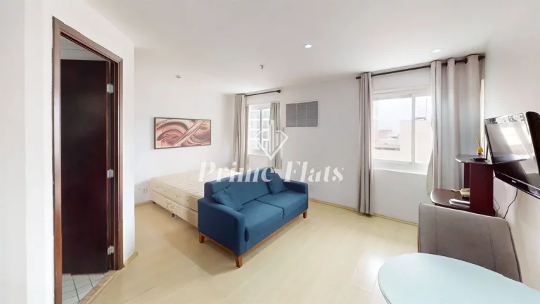 Imagem Flat disponível para locação no Transamérica Prime International Plaza no Jardim Paulista, com 29m², 1 dormitório e 1 vaga