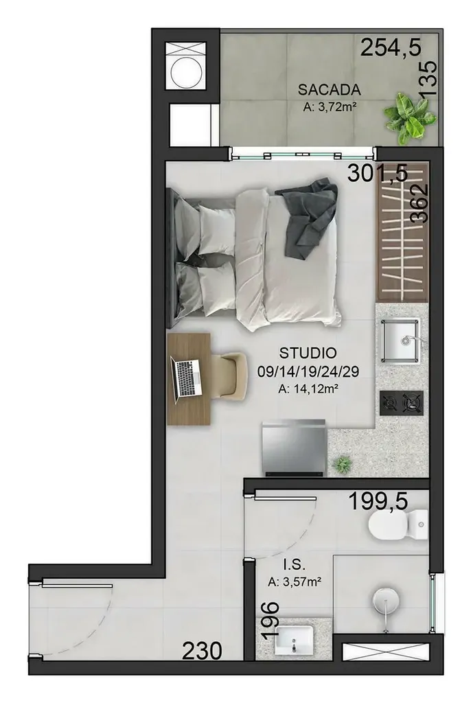 Imagem Apartamento à venda em Curitiba-PR, Bacacheri: 1 quarto, 1 banheiro, 20,61 m² de área! Venha conferir!