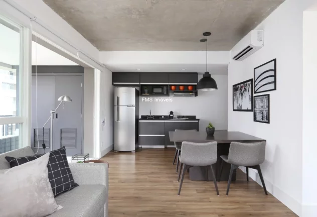 Imagem Apartamento para locação na Cidade Monções: 1 quarto, 1 sala, 2 banheiros, 1 vaga de garagem e 63m²!