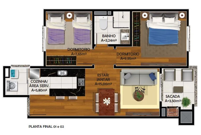 Imagem Apartamento à venda em Caxias do Sul, Esplanada, com 2 quartos, 51.35m2