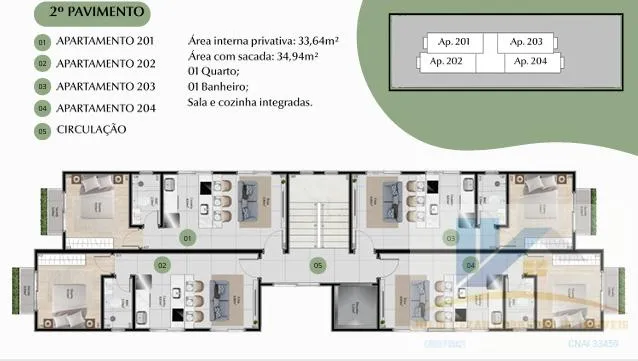Imagem Apartamento para Venda em Curitiba, Uberaba, 1 dormitório, 1 banheiro