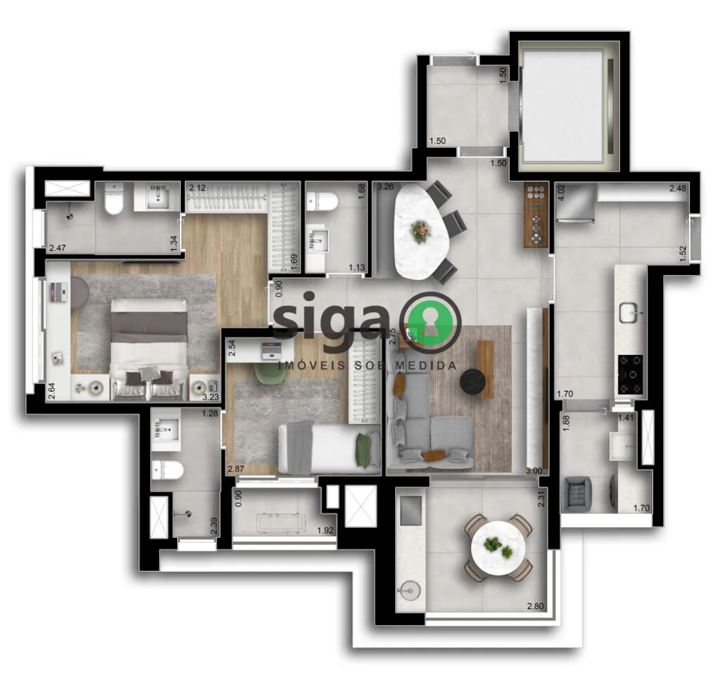 Imagem Apartamento de Alto Padrão com Varanda Gourmet 2 suítes, Lazer de clube, Próximo ao Metrô