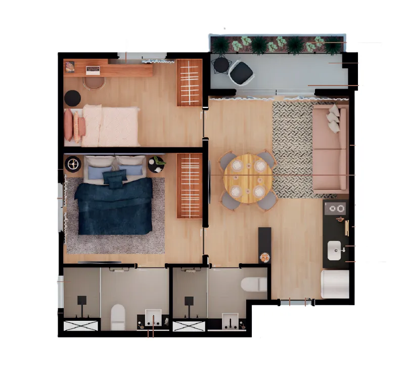 Imagem Um projeto conectado às tendências de quem planeja morar e investir em um apartamento estratégico...