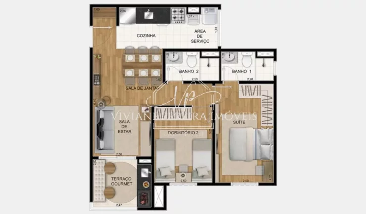 Imagem Apartamento a venda Condomínio Prime House, 02 dormitórios, 01 suíte, 01 vaga, 60m²