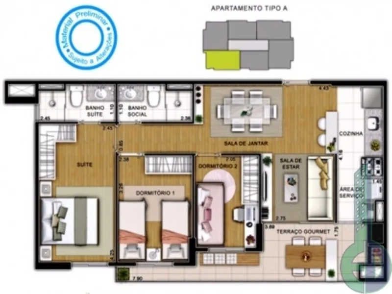 Imagem Apartamento à venda: 2 quartos, 1 suíte, 2 banheiros, 2 vagas em São Caetano do Sul-SP, bairro Santa Paula - Edifício Soho Santa Paula.