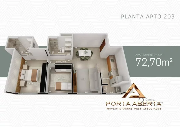 Imagem Apto de 2 Quartos, sendo 1 Suite - COD 918