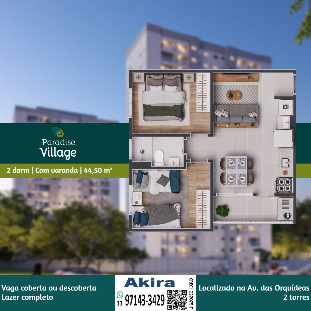 Imagem Apartamento com 2 Quartos à Venda, 45 m² em Parque dos Lagos - Mogi das Cruzes