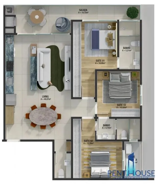 Imagem Apartamento Zona Central para Venda em Itajaí, Praia Brava de Itajaí, 2 dormitórios, 2 suítes, 4 banheiros, 1 vaga