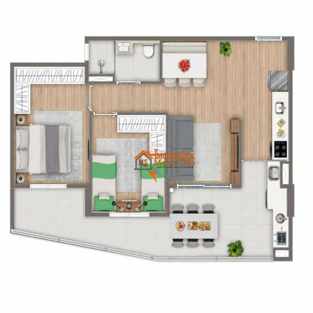Imagem Apartamento Garden com 2 dormitórios à venda, 123 m² por R$ 1.020.570,00 - Picanco - Guarulhos/SP
