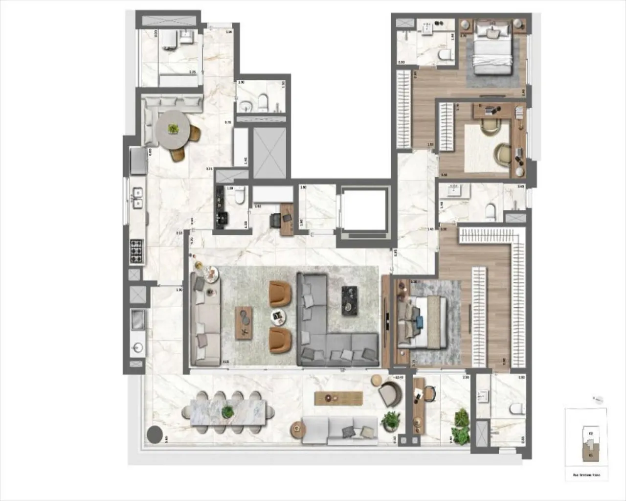 Imagem APARTAMENTOS DE 4 DORMITÓRIOS 3 SUITES E 3 VAGAS - LE JARDIN BY YOO
