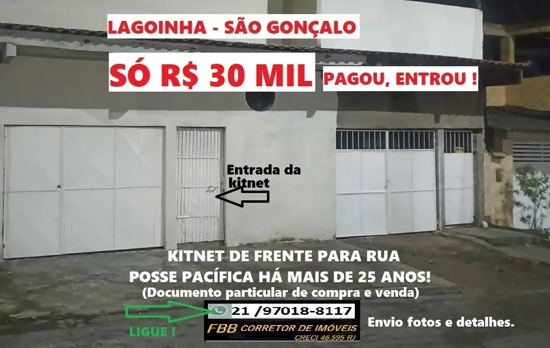 Foto do imóvel Kitnet com 1 Quarto à Venda, 25 m² em Miriambi, São Gonçalo - RJ