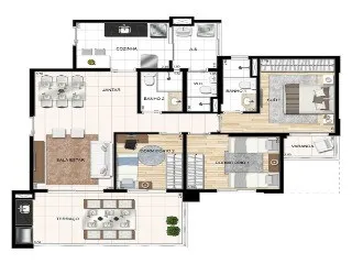Imagem Apartamento de Luxo no Edifício Gaudi São Caetano: 2 quartos, 1 suíte, 2 banheiros, 2 vagas, 98m² no Barcelona, SP.