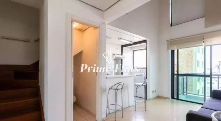 Imagem Flat disponível para venda no International Duplex Residence em Moema, com 42m², 1 dormitório e 1 vaga de garagem