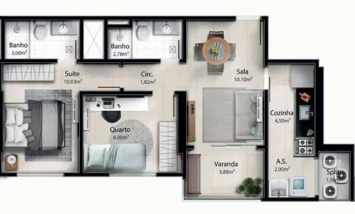 Imagem Apartamento com 2 dormitórios à venda, 57 m² por R$ 635.000,00 - Jockey de Itaparica - Vila Velha/ES