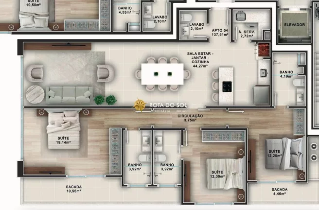 Imagem Riviera Mariscal Apartamento novo 3 suítes à venda Praia Mariscal Bombinhas SC