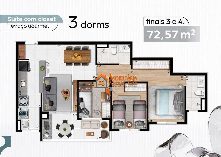 Imagem Essenza Vila Augusta Guarulhos | 3 Dorms com Suíte e Closet | Terraço Gourmet | Lazer Completo