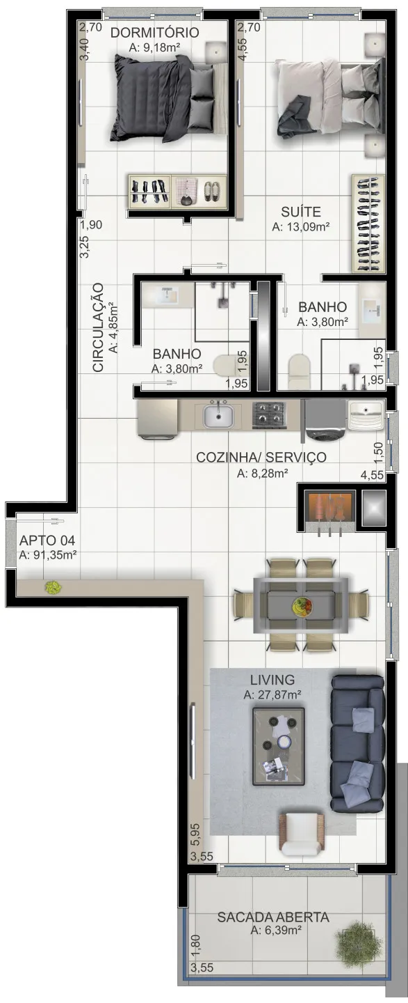 Imagem Apartamento à venda em Torres, Praia da Cal, com 2 quartos, 160.86m2