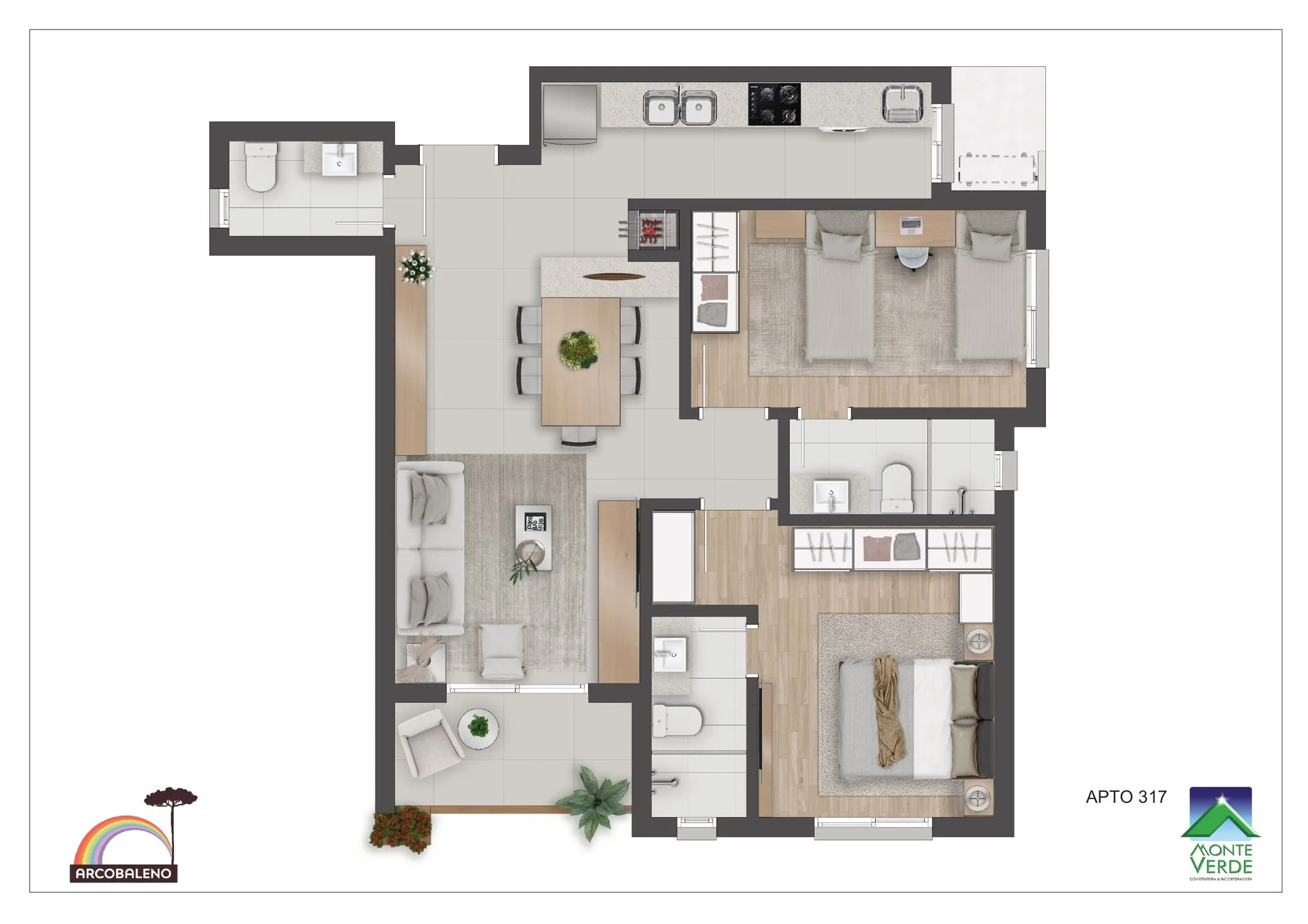 Imagem Apartamento à venda em Gramado, Floresta, com 2 quartos, 68.69m2
