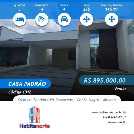 Foto do imóvel CASA NO CONDOMÍNIO PASSAREDO - PONTA NEGRA