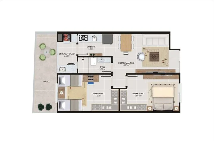 Apartamento com 2 Quartos à Venda, 65 m² em Lídia Duarte - Camboriú