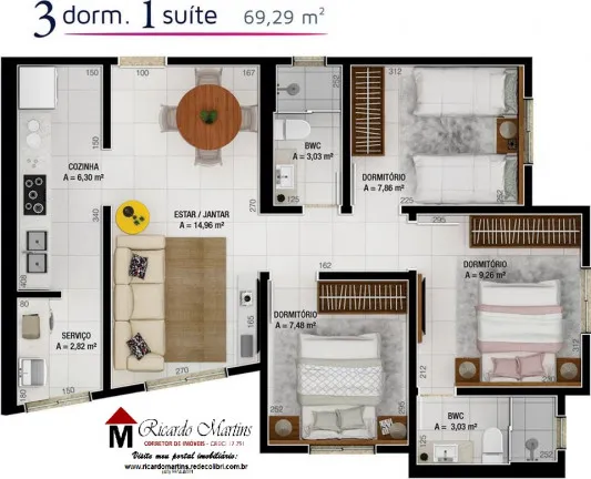 Imagem Apartamento com 2 Quartos à Venda, 52 m² em Cristo Rei - Içara