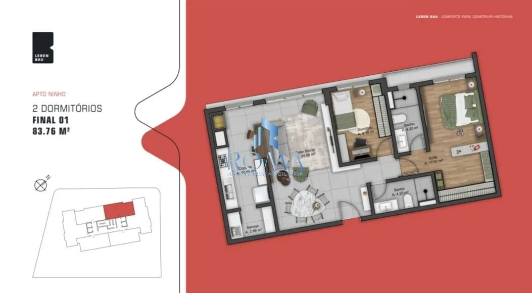 Imagem Apartamento 2 dormitórios Leben Bau