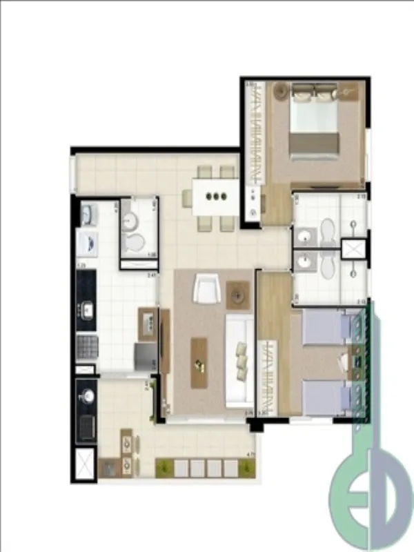 Imagem Condomínio Unique Serveng Osasco, apartamento de 2 quartos no Centro de Osasco-SP, com 74m² e 2 vagas