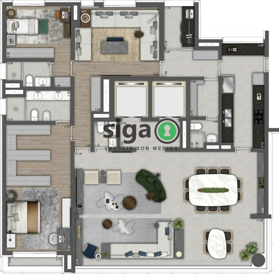 Imagem Apartamento Alto Padrão 240 m² com 3 Suítes e 3 Vagas a 650m do Parque Ibirapuera