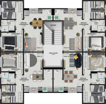 Imagem Apartamento com 2 Quartos à Venda, 46 m²em São Defende - Criciúma