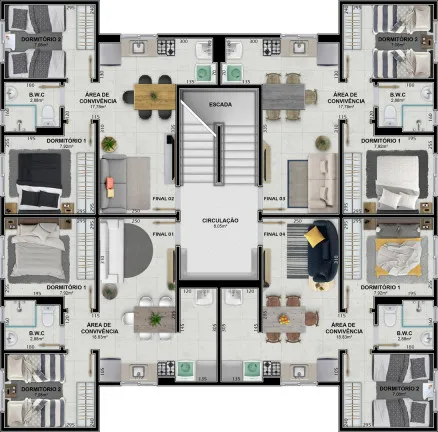Imagem Apartamento com 2 Quartos à Venda, 46 m²em São Defende - Criciúma