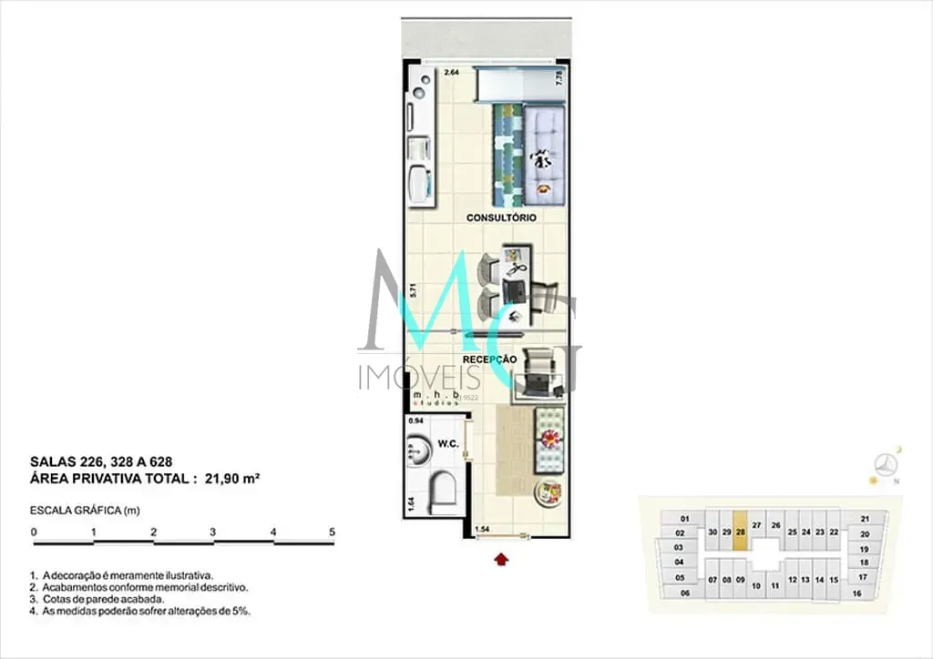 Imagem Sala à venda 1 Vaga 21.9M² Campo Grande Rio de Janeiro - RJ