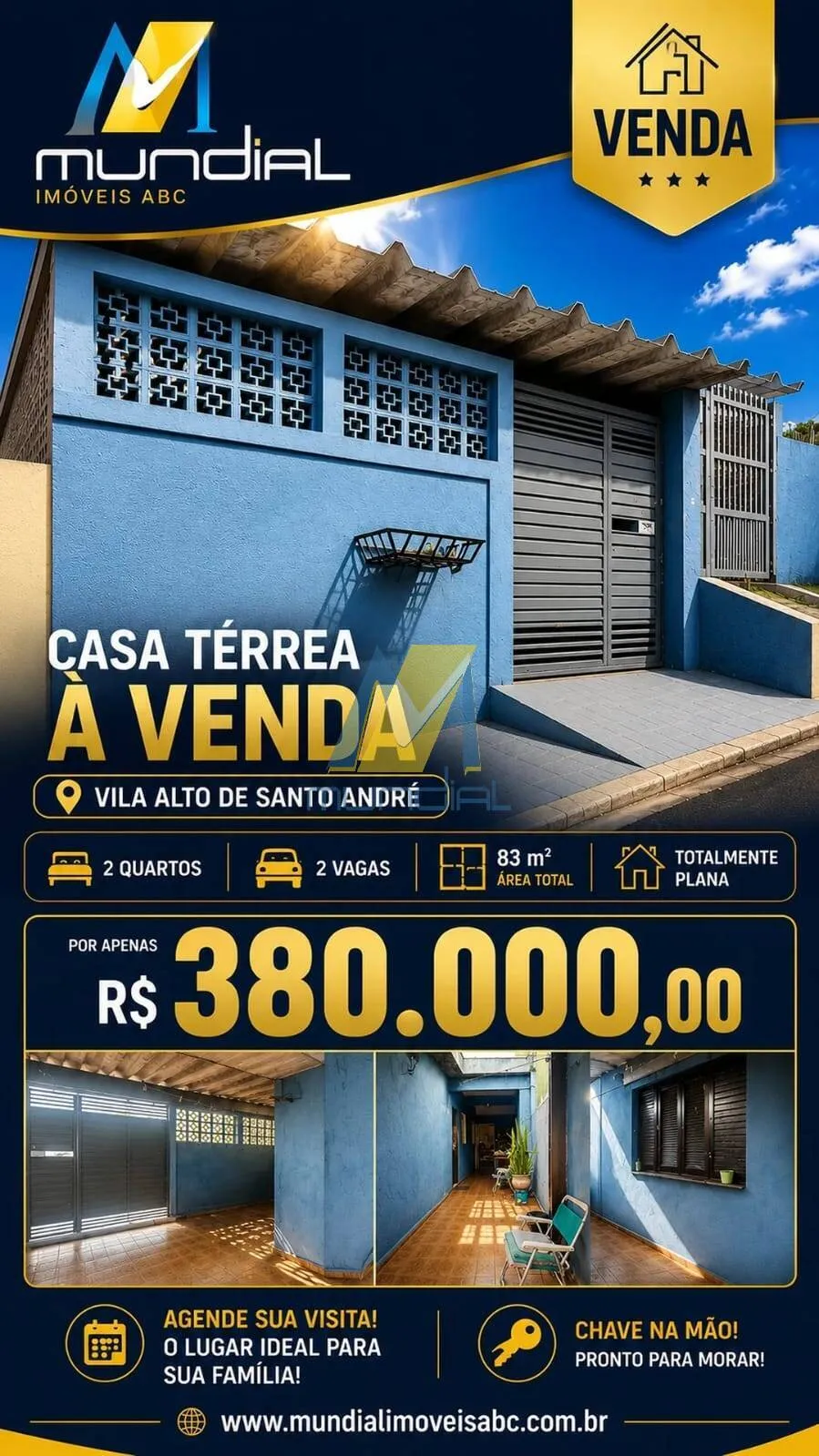 Foto do imóvel Casa térrea com 2 quartos na Vila Alto de Santo André, totalmente plana.