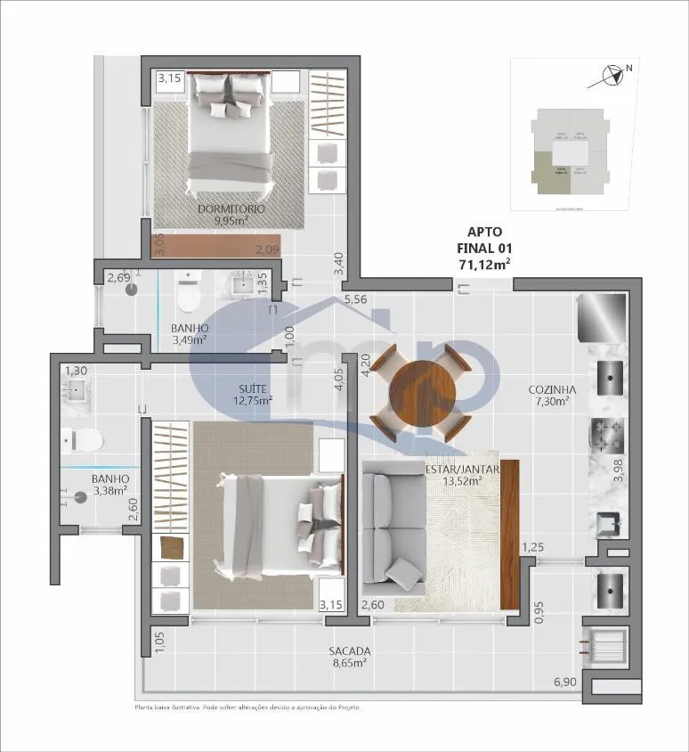 Imagem Apartamento á venda com 2 dormitórios no centro de Torres/RS