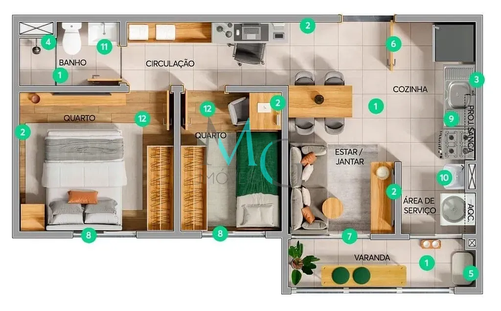 Imagem Garden à venda 2 Quartos 1 Vaga 59.57M² Triagem Rio de Janeiro - RJ | Reserva Redentor - Fase 1