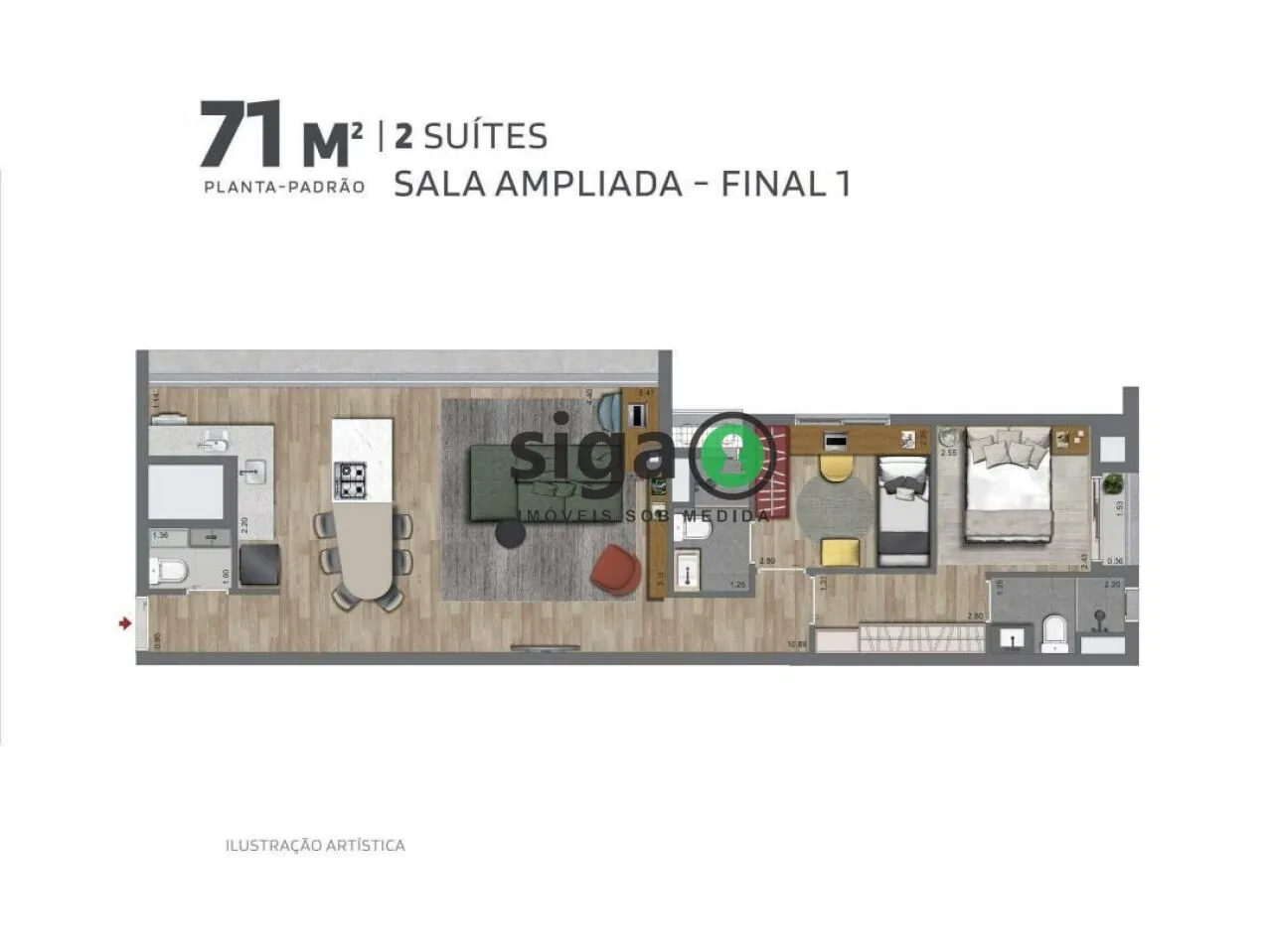 Imagem Apartamento para venda no Brooklin com 2 quartos / 2 suítes