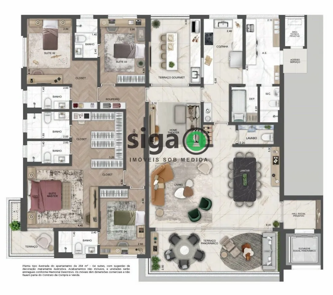 Imagem Splend Moema: 258 m² de luxo absoluto em Moema Nobre, alto padrão com 4 suítes