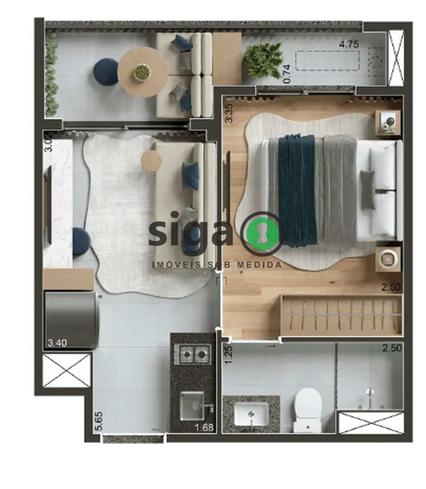 Imagem Apartamento para venda na Chácara Santo Antônio de 1 quarto